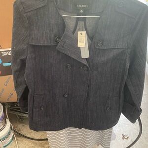Talbots dark blue Jean jacket quarter sleeves NWT size 8